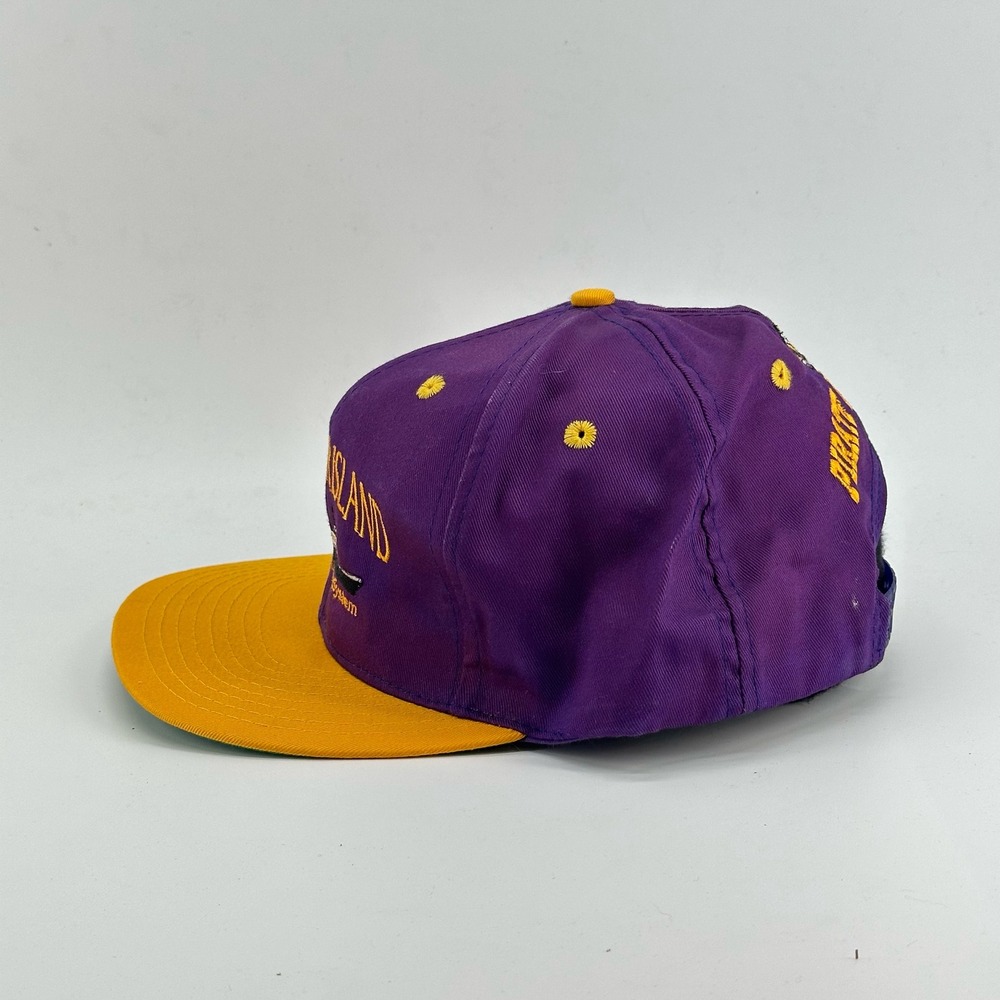 Vintage Cedar Island NC Snapback Hat Mens Purple M/V Ferry Pirate Script 90's - Picture 2 of 7